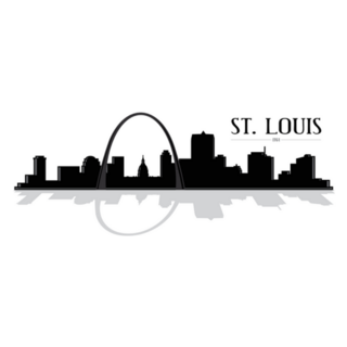 Missouri Skyline Silhouette Graphic With Reflection Sticker