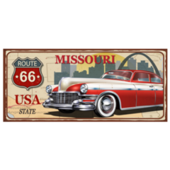 Missouri Vintage Metal Sign With Reto Car Sticker