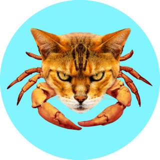 Mix Cat And Crabs On Bright Blue Sticker