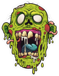 Moaning Cartoon Zombie Head Sticker