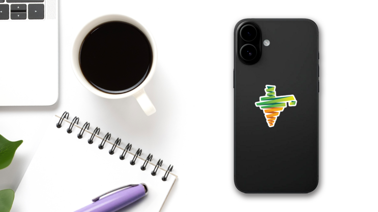 Modern Abstract India Map Sticker on a Phone (New) example