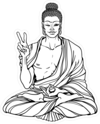 Modern Buddha Showing Peace Sign Sticker