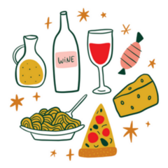 Modern Cartoon Italian Icons Sticker