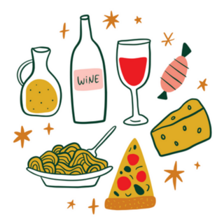 Modern Cartoon Italian Icons Sticker