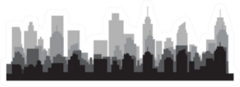Modern City Skyline Illustration Sticker