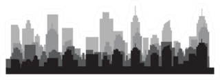 Modern City Skyline Illustration Sticker