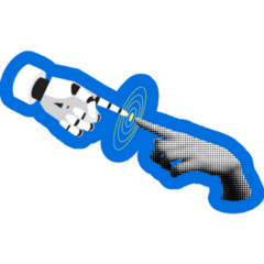 Modern Collage With Robot Hand Sticker