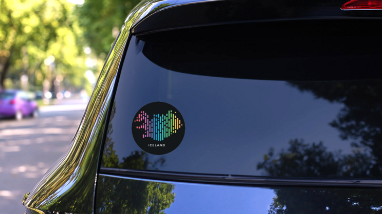 Modern Colorful Iceland Sticker on a Rear Car Window (New) example