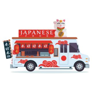 Modern Delicious Food Truck Japanese Food Sticker