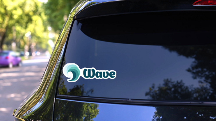 Modern Design Wave Logo Sticker on a Rear Car Window (New) example