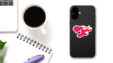 Modern Elegant Flaming Hair Pink Hair Stylist Logo Sticker on a Phone (New) example