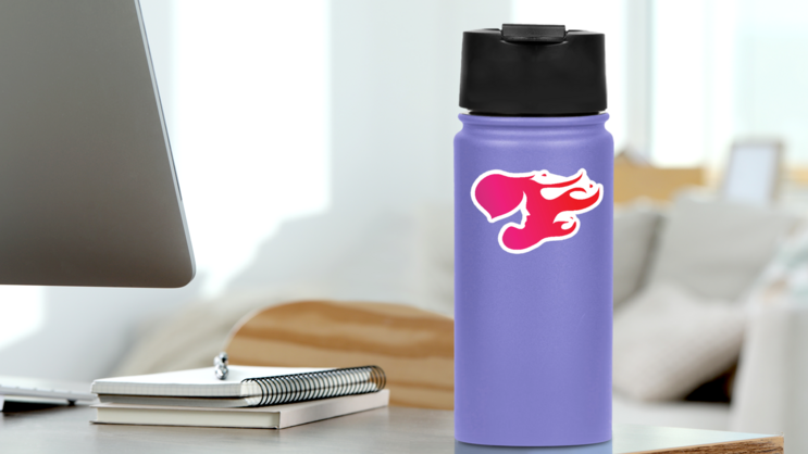 Modern Elegant Flaming Hair Pink Hair Stylist Logo Sticker on a Water Bottle (New) example