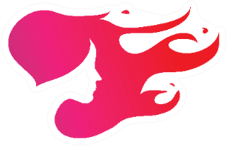 Modern Elegant Flaming Hair Pink Hair Stylist Logo Sticker