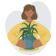 Modern Illustration of Girl holding a House Plant Sticker