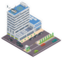 Modern Isometric Police Headquarters Building Sticker