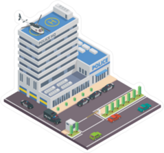 Modern Isometric Police Headquarters Building Sticker