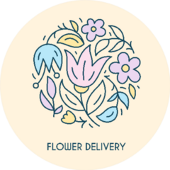 Modern Line Floral Logo Florist Sticker