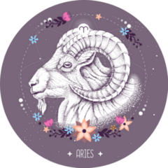 Modern Magic Aries Zodiac Sign Purple Sticker