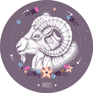 Modern Magic Aries Zodiac Sign Purple Sticker