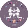 Modern Magic Gemini Symbol On Purple Sticker