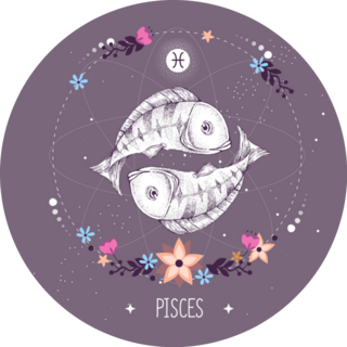 Modern Magic Purple Pisces Zodiac Sticker