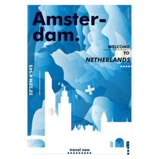 Modern Netherlands Amsterdam Skyline Gradient Sticker