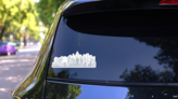 Modern Outline Line Big Urban City Panorama Background Sticker on a Rear Car Window (New) example