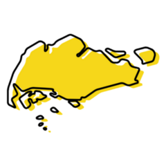Modern Outline Map Of Singapore Yellow Sticker