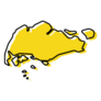 Modern Outline Map Of Singapore Yellow Sticker