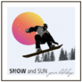 Modern Poster Snowboarder Snow And Sun Sticker