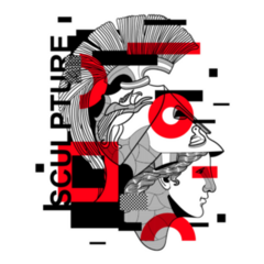 Modern Sculpture Greece Glitch Geometry Sticker