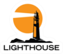 Modern Silhouette Lighthouse Icon With Sun Sticker