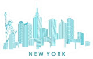 Modern Silhouette Of The New York City Skyline Turquoise Sticker