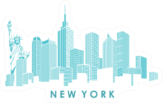 Modern Silhouette Of The New York City Skyline Turquoise Sticker