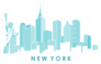 Modern Silhouette Of The New York City Skyline Turquoise Sticker