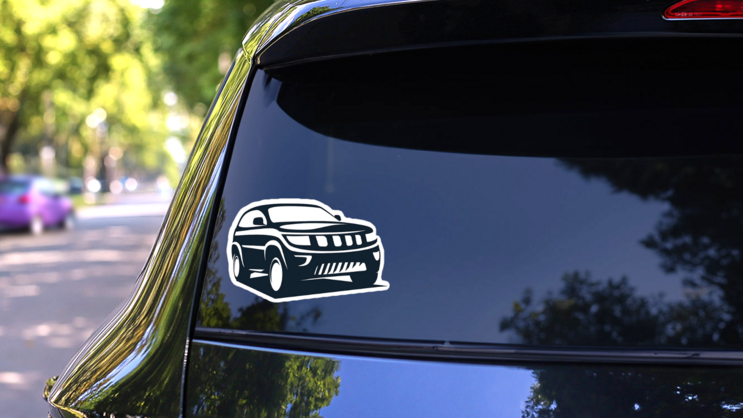 Modern SUV Icon Sticker on a Rear Car Window (New) example