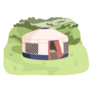 Modern Yurt In Nature Mongolia Sticker