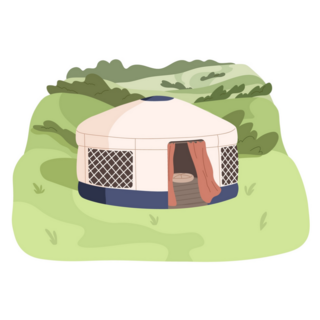 Modern Yurt In Nature Mongolia Sticker