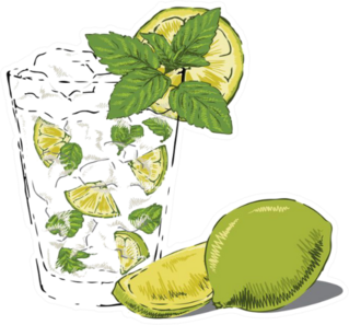 Mojito Garnished With Fresh Lime And Mint Sticker