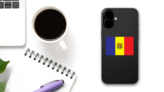 Moldova Flag Sticker on a Phone (New) example