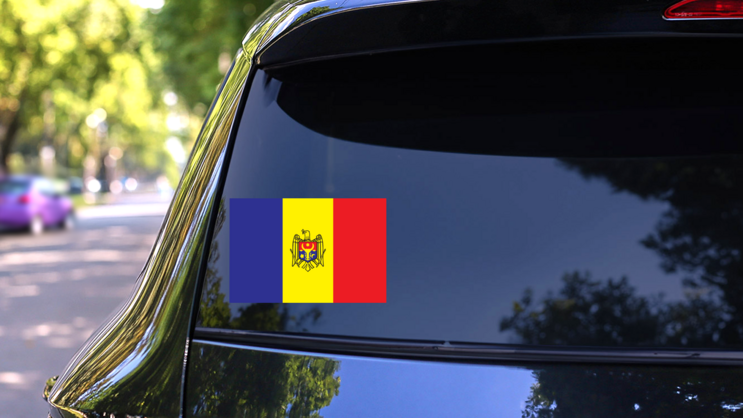 Moldova Flag Sticker on a Rear Car Window (New) example
