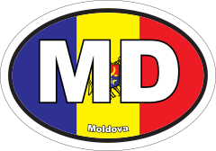 Moldova Md Flag Oval Sticker