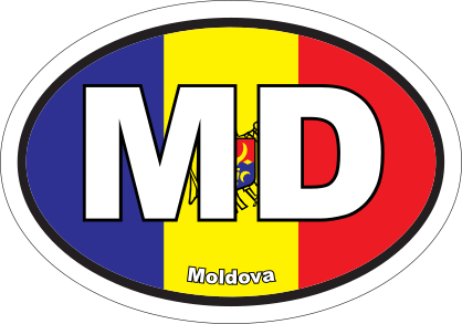 Moldova Md Flag Oval Sticker