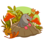Mole In Mushrooms Sticker