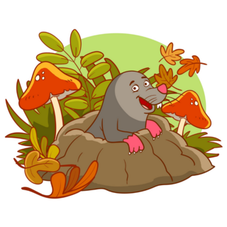Mole In Mushrooms Sticker