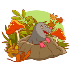 Mole In Mushrooms Sticker