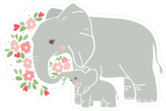 Mom And Baby Elephant Sticker