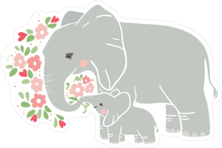 Mom And Baby Elephant Sticker