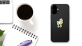 Mom And Baby Seahorses, Watercolor Sticker on a Phone (New) example
