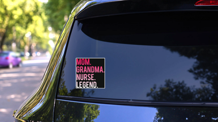 Mom Grandma Nurse Legend Pink Gradient Sticker on a Rear Car Window (New) example